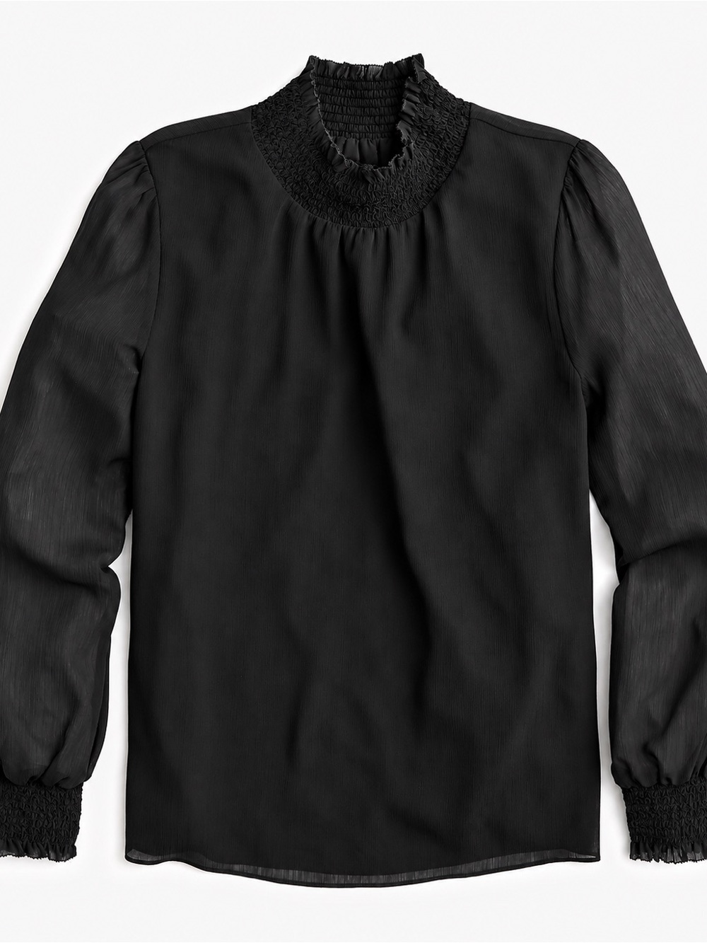 J.Crew Crinkle Chiffon Smocked Top Black XS